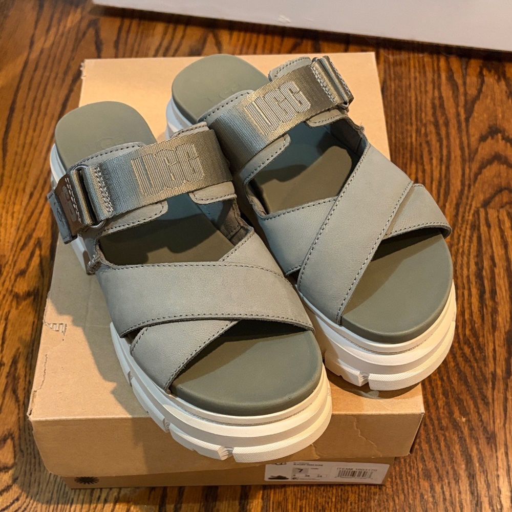 UGG Olive and Gray Platform Sandals